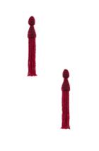 Oscar De La Renta Long Beaded Tassel Earrings In Red