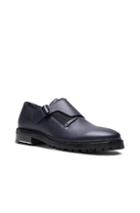 Lanvin Shiny Monk Strap Shoes With Elastic Details In Blue