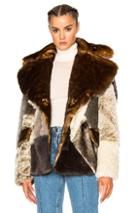 Alessandra Rich Patchwork Faux Fur Jacket In Brown,neutrals