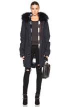 Mr & Mrs Italy Army Parka Jacket With Raccoon Fur In Blue