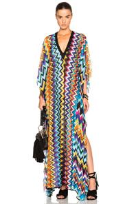 Missoni Mare Maxi Caftan In Purple,metallics,geometric Print