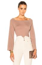 Ryan Roche For Fwrd Bell Sleeve Bodysuit In Brown