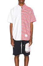 Thom Browne Bicolor Checkered Button Down Shirt In Red,plaid,white