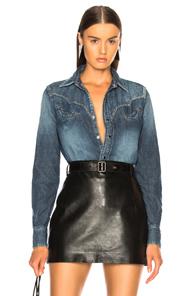 Saint Laurent Western Denim Circus Shirt In Blue