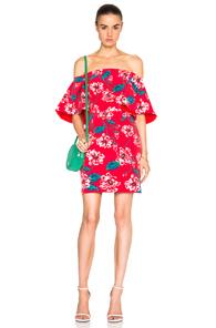Nicholas Tuck Sleeve Dress In Red,floral
