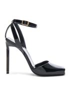 Saint Laurent Patent Leather Edie Heeled Sandals In Black