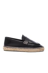 Loewe Leather Loafer Espadrilles In Black