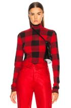 Proenza Schouler Pswl Printed Sheer Stretch Jersey Turtleneck In Black,checkered & Plaid,red