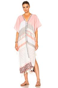 Lemlem Safia Tassel Caftan In Abstract,stripes,pink