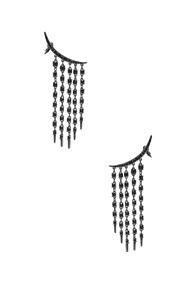 Oscar De La Renta Tendril Crystal Earrings In Black,metallics