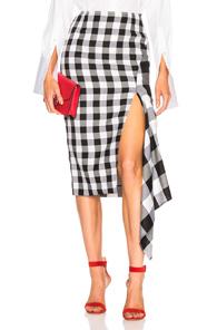 Monse Split Gingham Slash Skirt In Black,checkered & Plaid,white