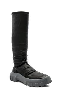 Rick Owens Stretch Leather Hiking Socks In Black