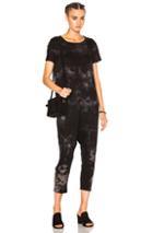 Raquel Allegra Short Sleeve Romper In Black,ombre & Tie Dye
