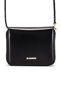 Jil Sander Hook Zip Wallet Crossbody Bag In Black