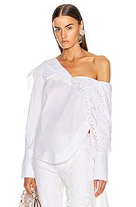 Monse Louise Lace Folded Collar Shirt In White