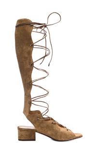 Saint Laurent Babies Suede Lace Up Gladiator Sandals In Neutrals