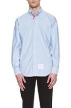 Thom Browne Classic Cotton Button Down With Ribbon Placket In Blue