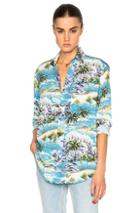 Saint Laurent Hawaiian Shirt In Blue,abstract
