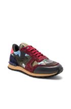 Valentino Camouflage Rockrunner Trainers In Red,abstract,blue,green