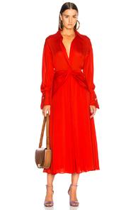 Victoria Beckham Twist Yoke Midi Dress In Red