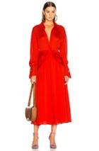 Victoria Beckham Twist Yoke Midi Dress In Red