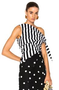 Monse Striped One Shoulder Blouse In Black,white,stripes