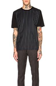 Lanvin Club Striped Crew Neck Tee In Stripes,black