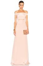 Kaufmanfranco Off Shoulder Column Gown In Neutrals
