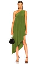 Norma Kamali One Shoulder Diagonal Dress In Green