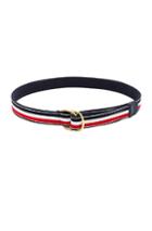 Thom Browne Fabric D-ring Belt In Stripes,blue