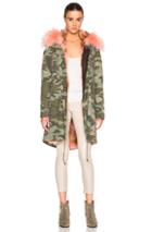 Mr & Mrs Italy Midi Army Parka Jacket With Coyote Fur In Green,abstract