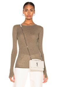 Enza Costa Cashmere Cuffed Crew In Green