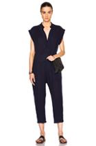 Sea Button Up Jumpsuit In Blue