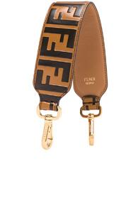 Fendi Logo Print Mini Bag Strap In Brown