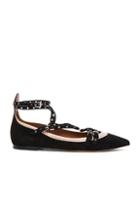 Valentino Suede Rockstud Ballerina Flats In Black