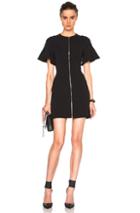 David Koma Front Zip Flounce Sleeve Mini Dress In Black