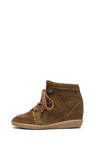 Isabel Marant Bobby Calfskin Velvet Leather Sneakers In Brown