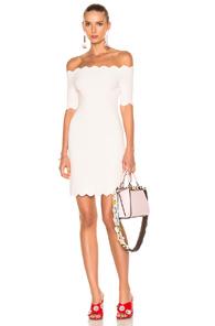 Fendi Off The Shoulder Mini Dress In Pink,white