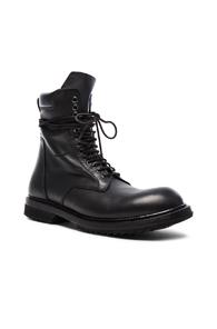 Rick Owens Low Leather Army Boots In Black