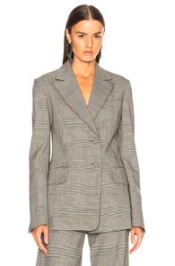 Proenza Schouler Plaid Wool Blazer In Black,plaid