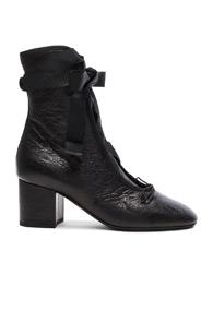 Valentino Crinkled Leather Ballet Booties In Black