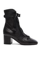 Valentino Crinkled Leather Ballet Booties In Black