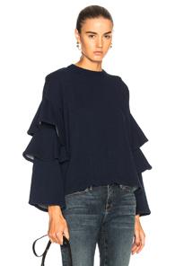 Ag Adriano Goldschmied Pear Ruffle Sweatshirt In Blue