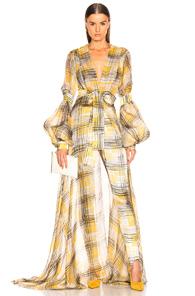 Silvia Tcherassi Farolillo Dress In Yellow,plaid