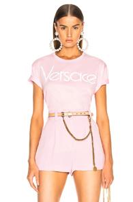 Versace Logo Graphic Tee In Pink