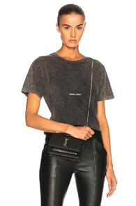 Saint Laurent Small Logo Tee In Black,gray