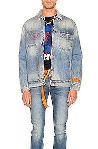 Heron Preston Denim Workwear Jacket In Denim Light