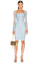 Dolce & Gabbana Ruched Long Sleeve Dress In Blue