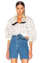 Y Project Clipped Shoulder Polo In Black,stripes,neutral