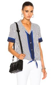 Equipment Short Sleeve Keira Top In Blue,stripes